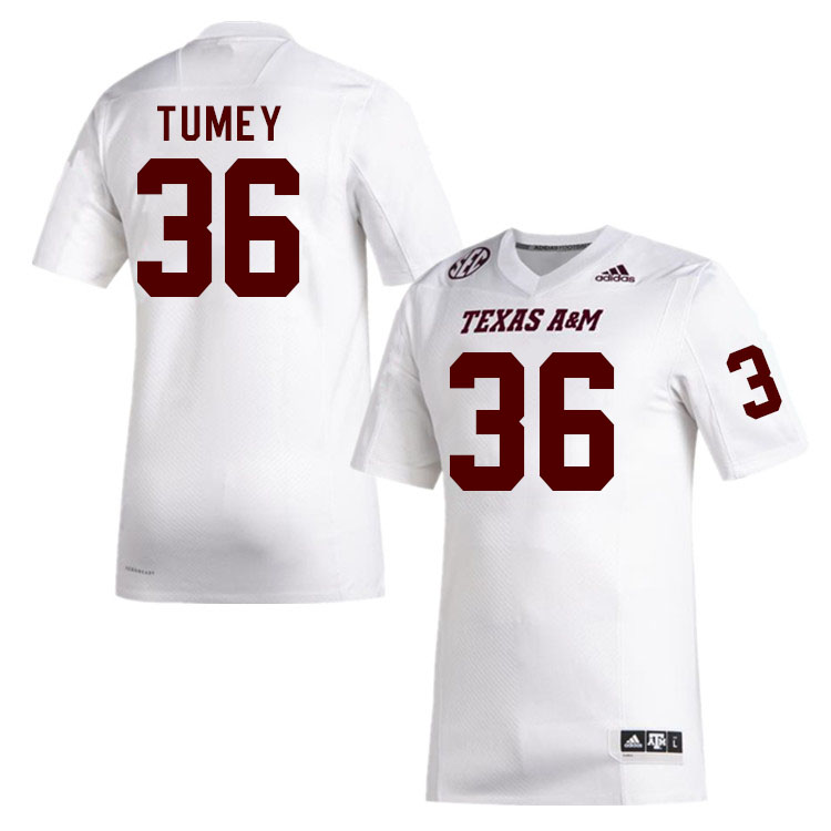 Men #36 Truette Tumey Texas A&M Aggies College Football Jerseys Stitched Sale-White - Click Image to Close